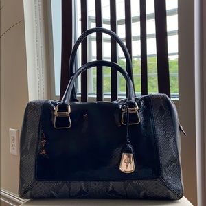 Cole Haan black/grey leather satchel